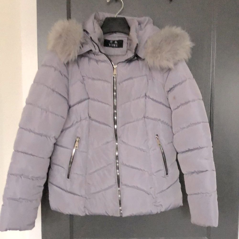 YIRU Puffer Jacket Sz Small Ice Blue/Grey